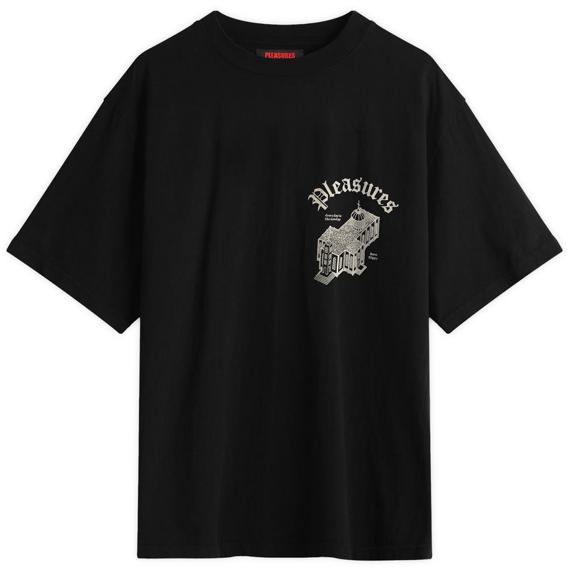 T-paita Pleasures Chapel Heavyweight T-Shirt, Size Large Musta | P25SU021-BLK