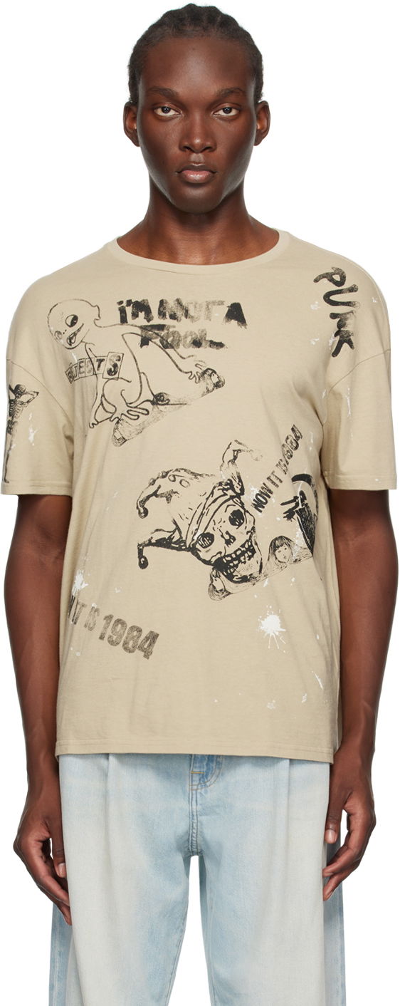 T-paita R13 R13 Relaxed Graphic T-Shirt Beige | R13MK141-001UU