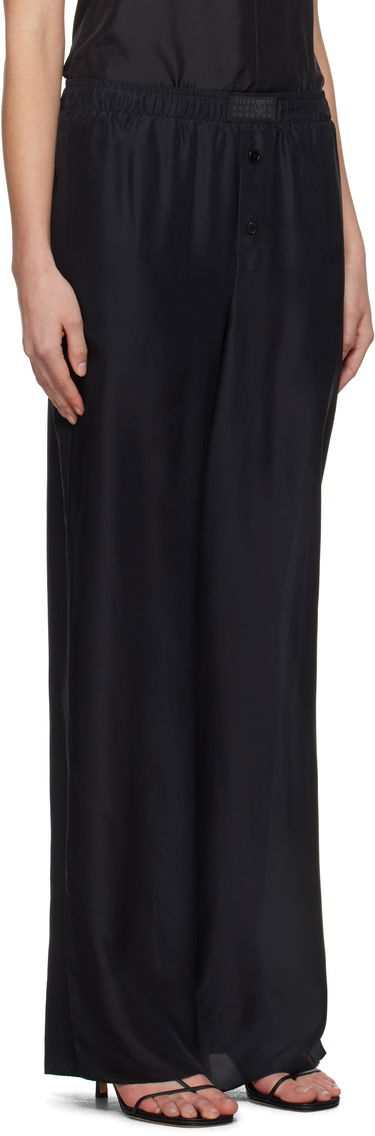 Housut Maison Margiela MM6 Maison Margiela Light Silk Pyjama Pants Musta | S52KA0529 M35244, 1