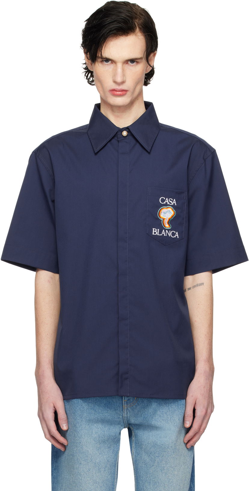 Paita Casablanca Short Sleeve Shirt Tummansininen | MPS25-SH-137-01