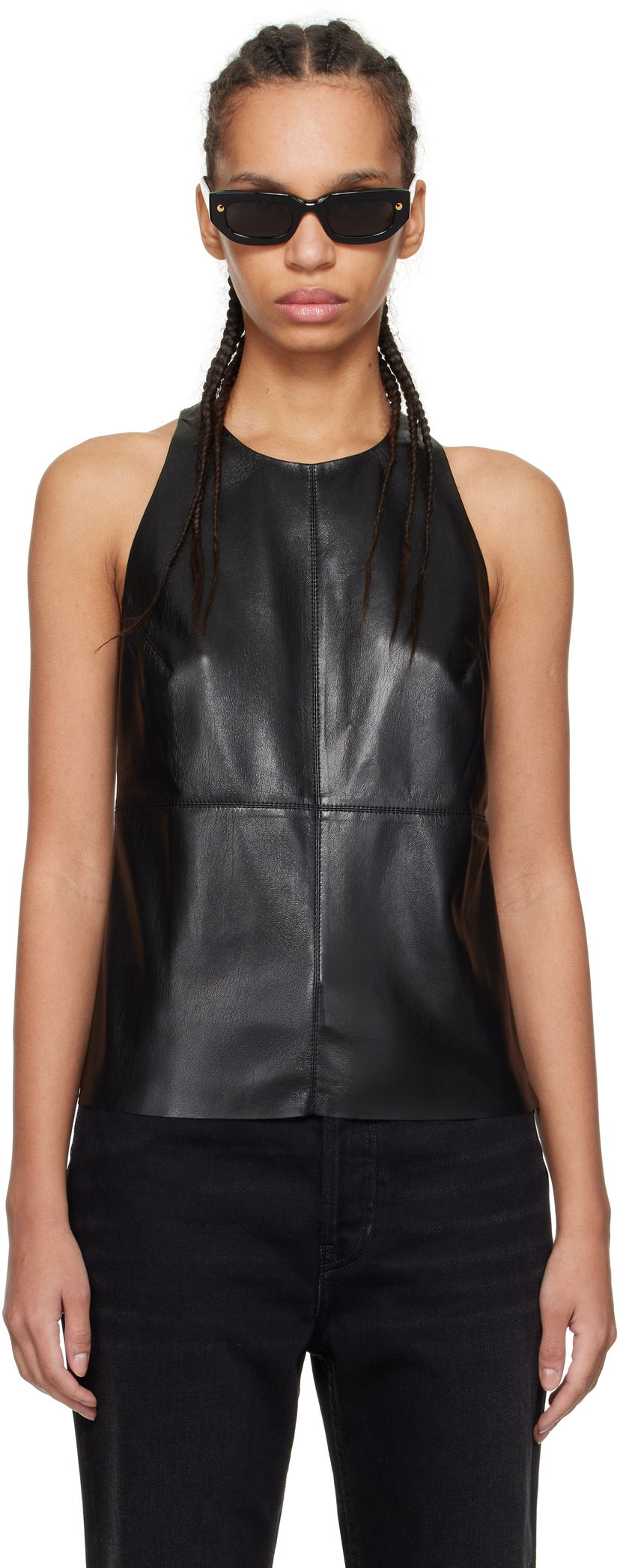 Tankkitoppi Nanushka Nanushka Teza Faux-Leather Tank Top Musta | NW24CRTP03999