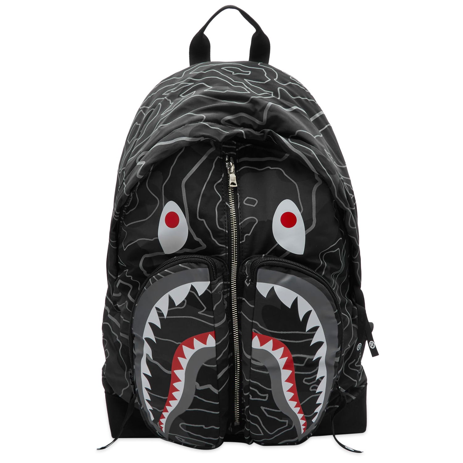 Reppu BAPE Layered Line Camo Shark Day Pack Musta | 001BAJ801002M-BLK, 0