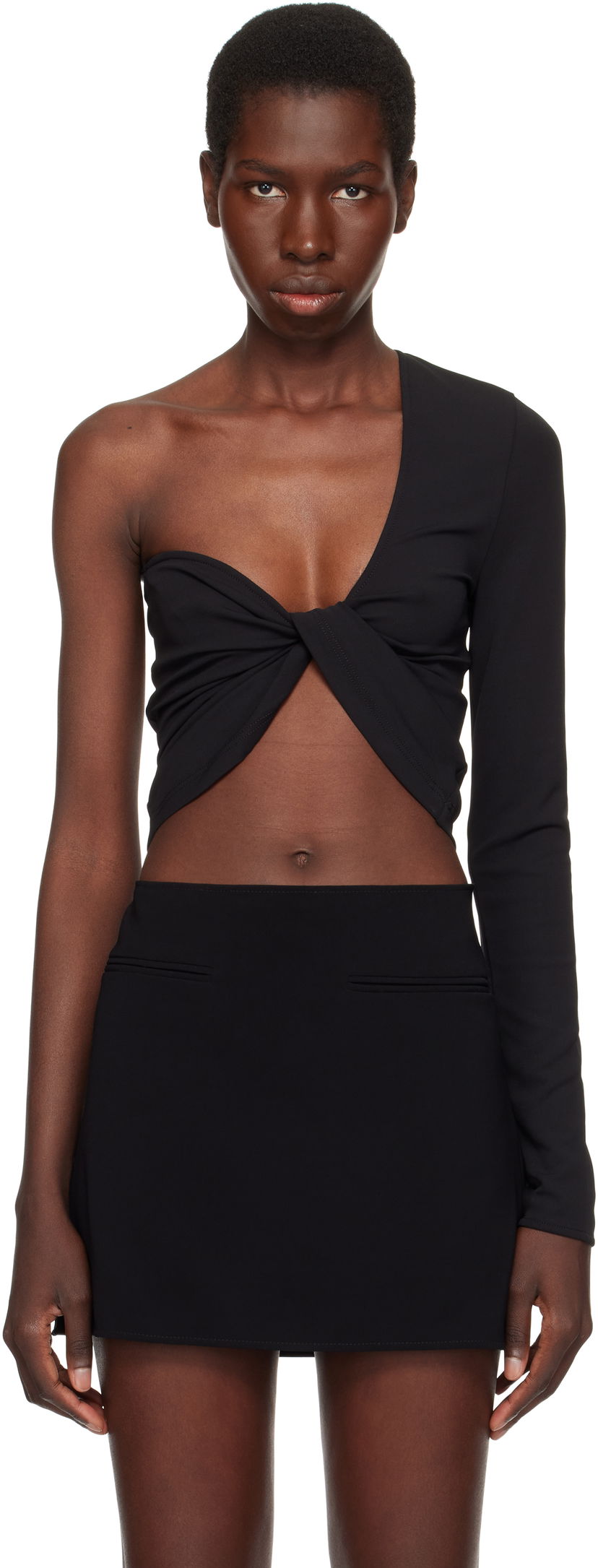 Tankkitoppi Courrèges Courrèges Twist Asymmetrical Cropped Top Musta | 225JTO412JS0220