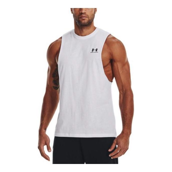 Tankkitoppi Under Armour Men's Sportstyle Cut-Off Training Tank Top Valkoinen | 1329286-101