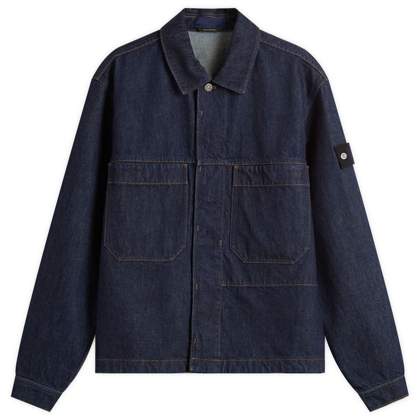 Takki Stone Island Stone Island Denim Jacket Rinsed Large Tummansininen | K2S15Q100027-VJ201