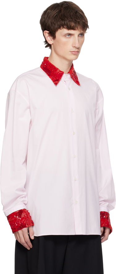 Paita Dries Van Noten Dries Van Noten Long-Sleeve Sequins Collar and Cuffs Button-Up Shirt Vaaleanpunainen | 252-020739-2240, 1