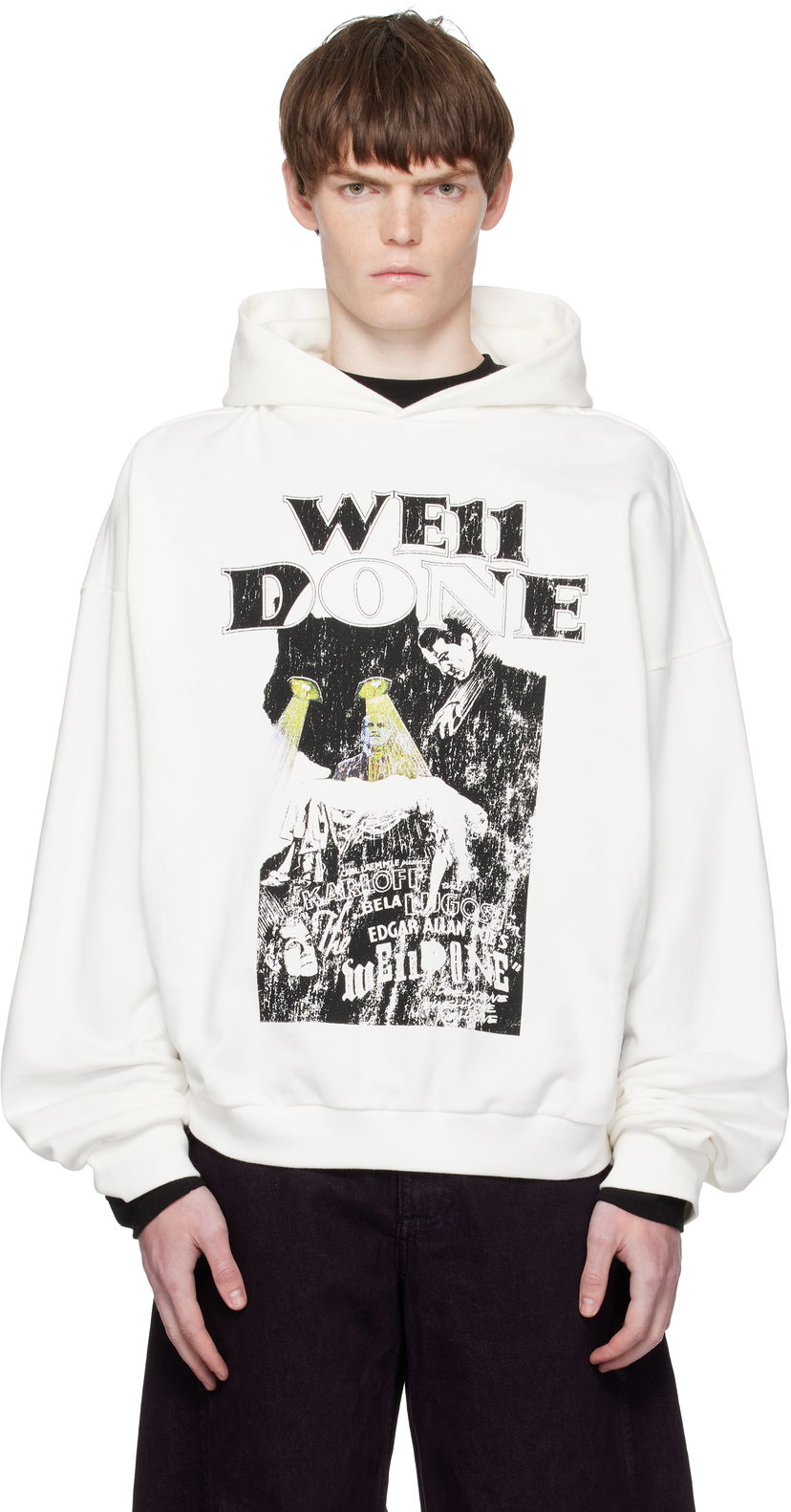 Huppari We11done We11done Cat Poster Graphic Hoodie Valkoinen | WD-TH2-25-837-U-WH
