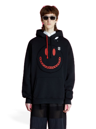 Huppari RAF SIMONS Regular Fit Hoodie With Print Destroy Washed Musta | 224-164-19003-0099