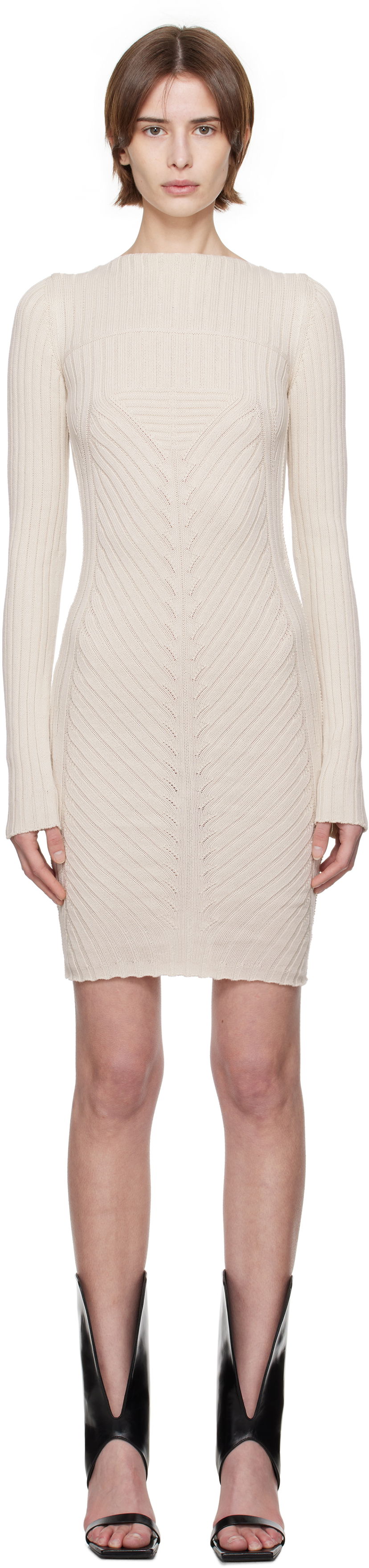 Mekko Rick Owens Rick Owens Hollywood Knit Mini Dress Beige | RP01E7651 KEC
