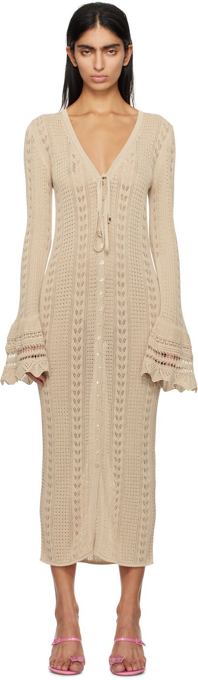 Mekko Blumarine Knit Midi Dress Beige | P422A452A