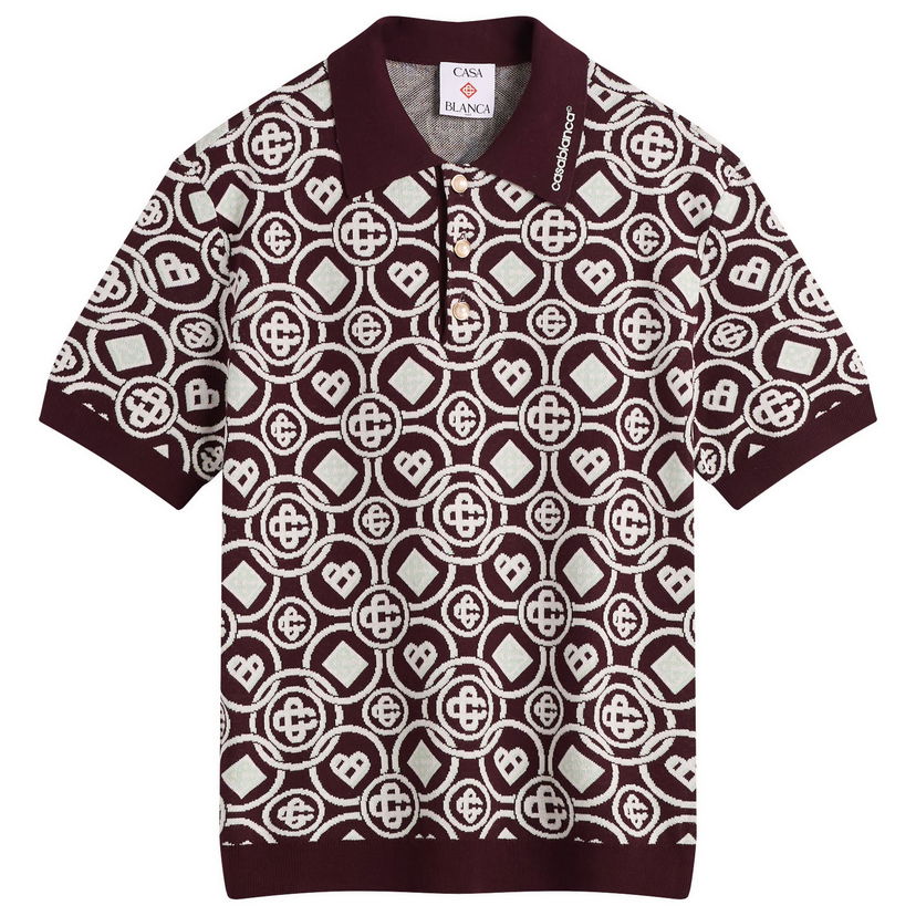 Poolopaita Casablanca Casablanca Monogram Polo, Size Large Burgundia | M-AW25-KW-1092-01