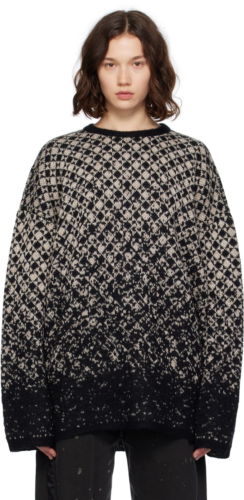 Villapaita Maison Margiela MM6 Maison Margiela Wool & Mohair Dip Dye Sweater Musta | S52HL0051 M13136