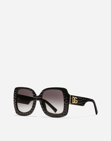 Aurinkolasit Dolce & Gabbana Oversized Square Crossed Textured Gradient Sunglasses Musta | VG4513VP88G9V000, 1