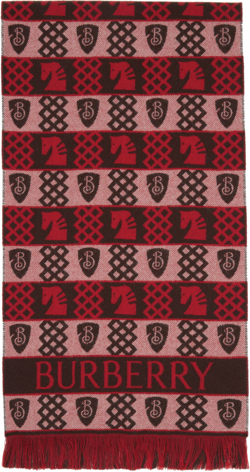 Huivi Burberry Burberry Chess Fair Isle Wool Scarf Punainen | 8115320