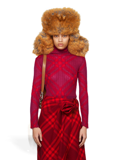 Villapaita Burberry Check Turtleneck Vaaleanpunainen | 8076508