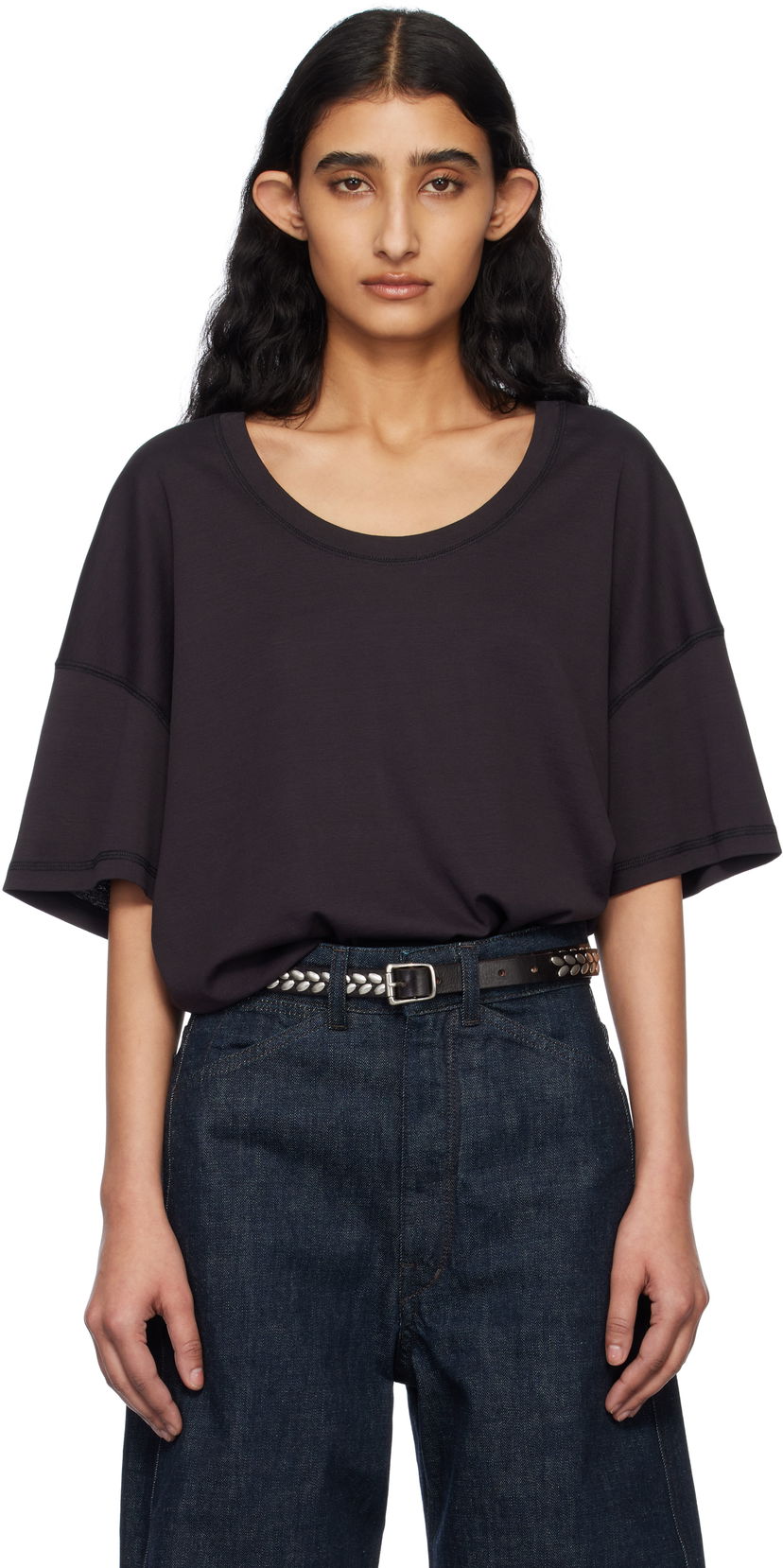 T-paita LEMAIRE Lemaire Rib Knit T-Shirt Musta | TO1146 LJ1016