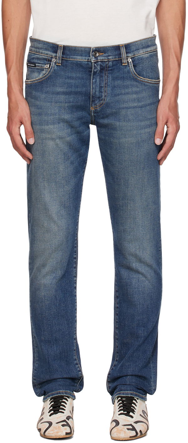 Jeans Dolce & Gabbana Black Slim-Fit Jeans Tummansininen | GY07CDG8GW9