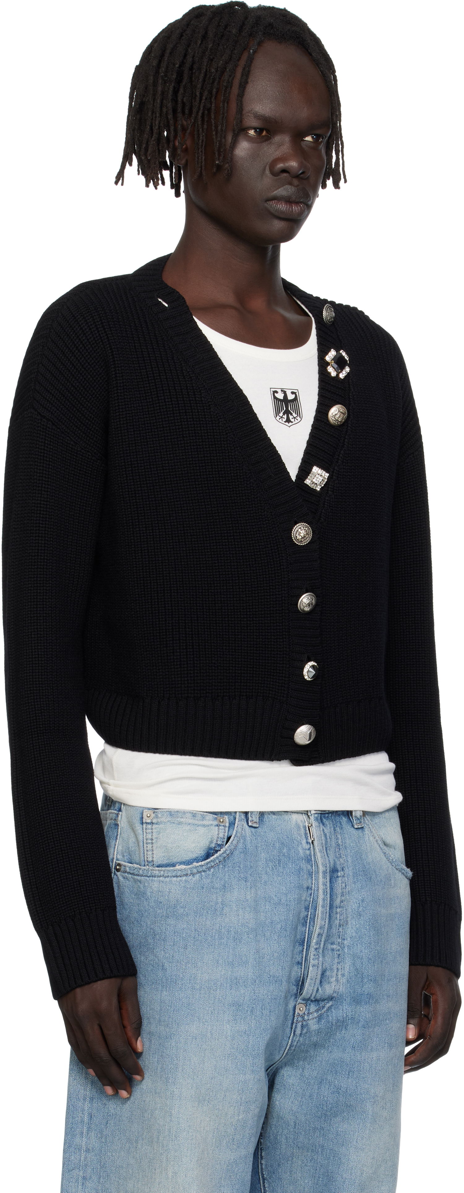 Villapaita VETEMENTS VETEMENTS Fancy Button Cropped Cardigan Musta | WH76KN220B, 1
