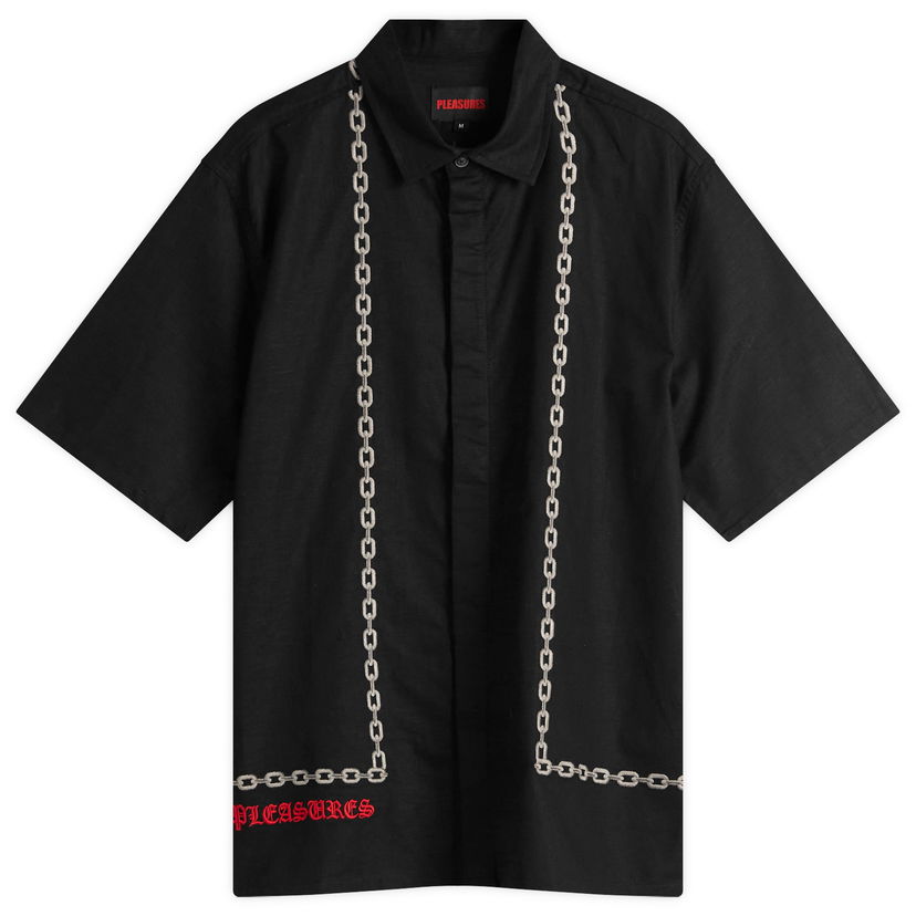 Paita Pleasures Pleasures Chain Shirt, Size Large Musta | P25SU003-BLK