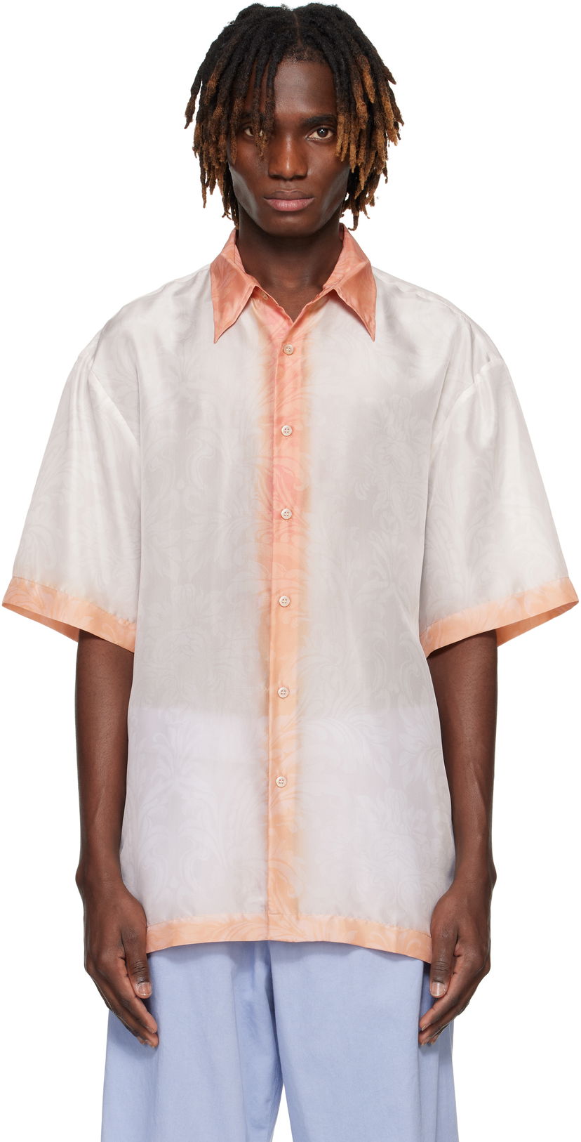 Paita Dries Van Noten Dries Van Noten Silk Dip Dye Shirt Oranssi | 251-020700-1201