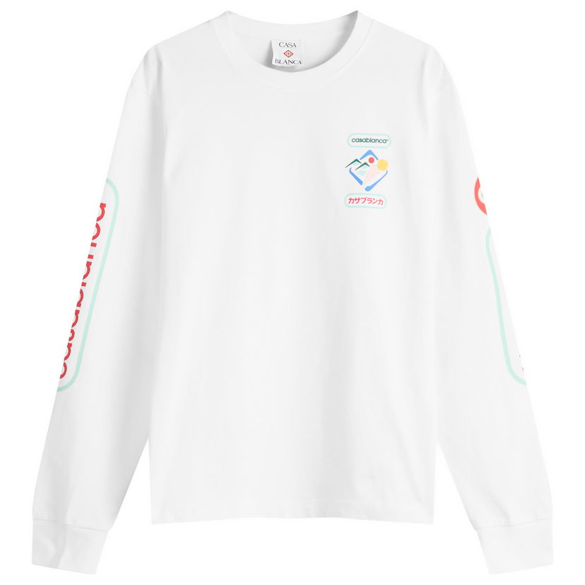 T-paita Casablanca Casablanca Fuji Dream Screen Printed Long Sleeve T-Shirt, Size Large Valkoinen | MPF25-JTP-151-01