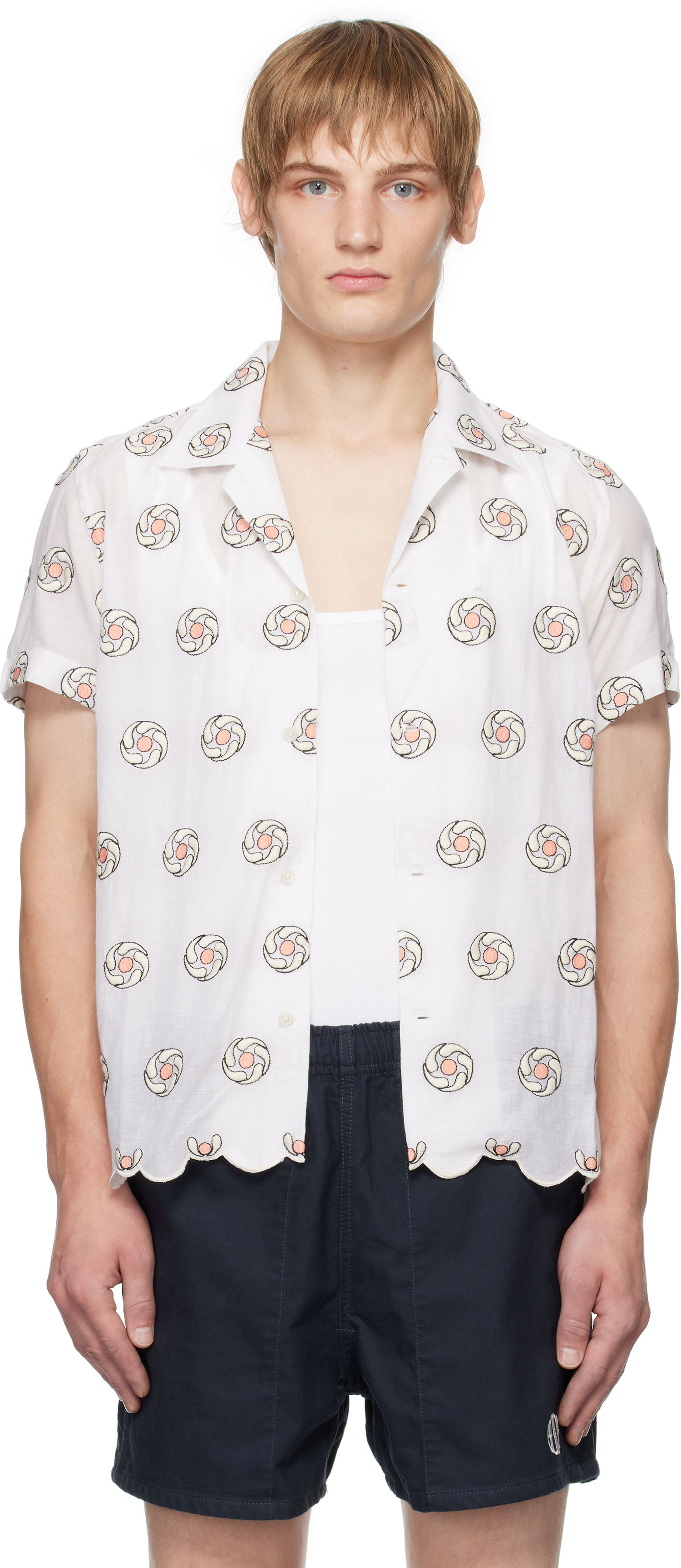 Paita Bode Floral Aperture Short Sleeve Valkoinen | MRF24SH049, 0
