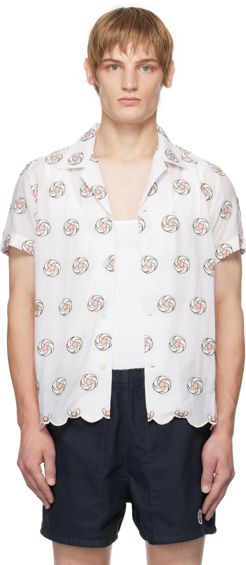Paita Bode Floral Aperture Short Sleeve Valkoinen | MRF24SH049
