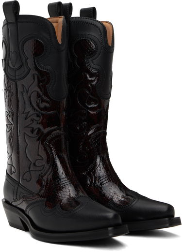 Vaatteet GANNI GANNI Mid Shaft Embroidered Western Boots Musta | S2857, 3