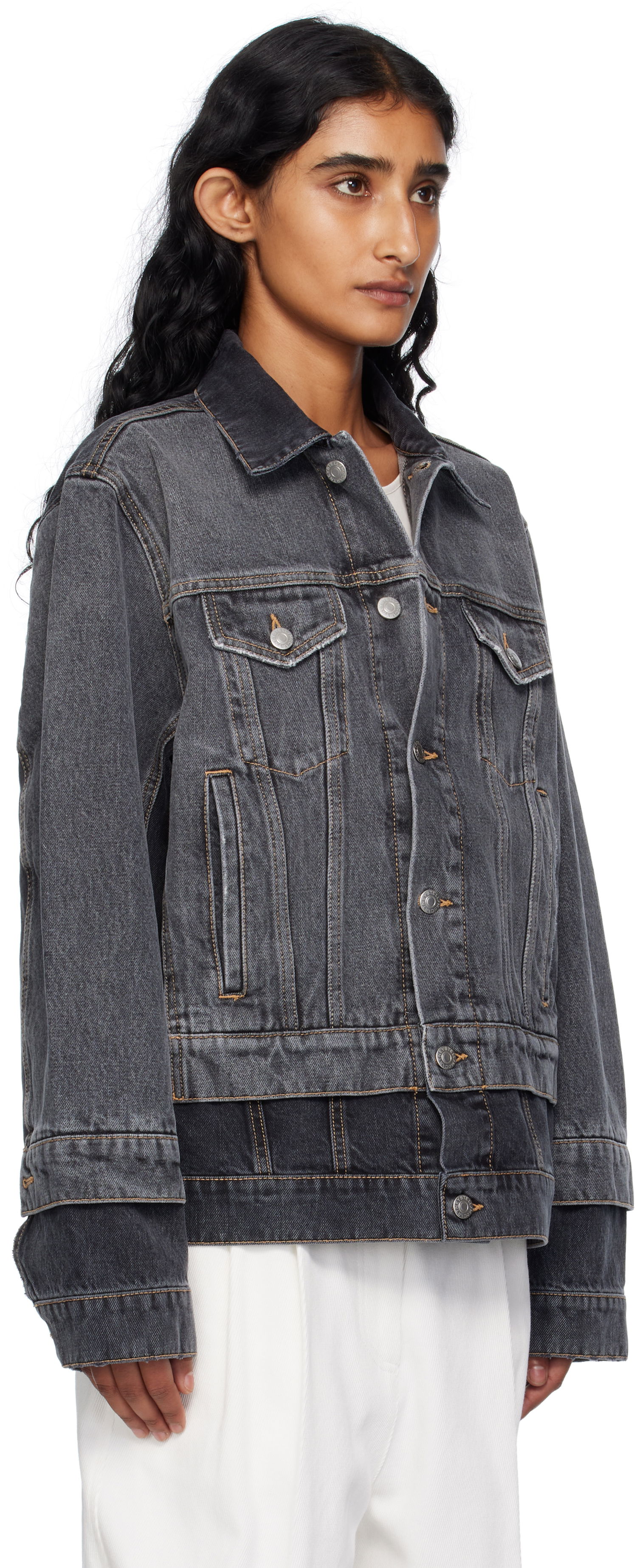 Takki Stella McCartney Stella McCartney Tonal Panelled Denim Jacket Harmaa | 6D03443SQH30, 1