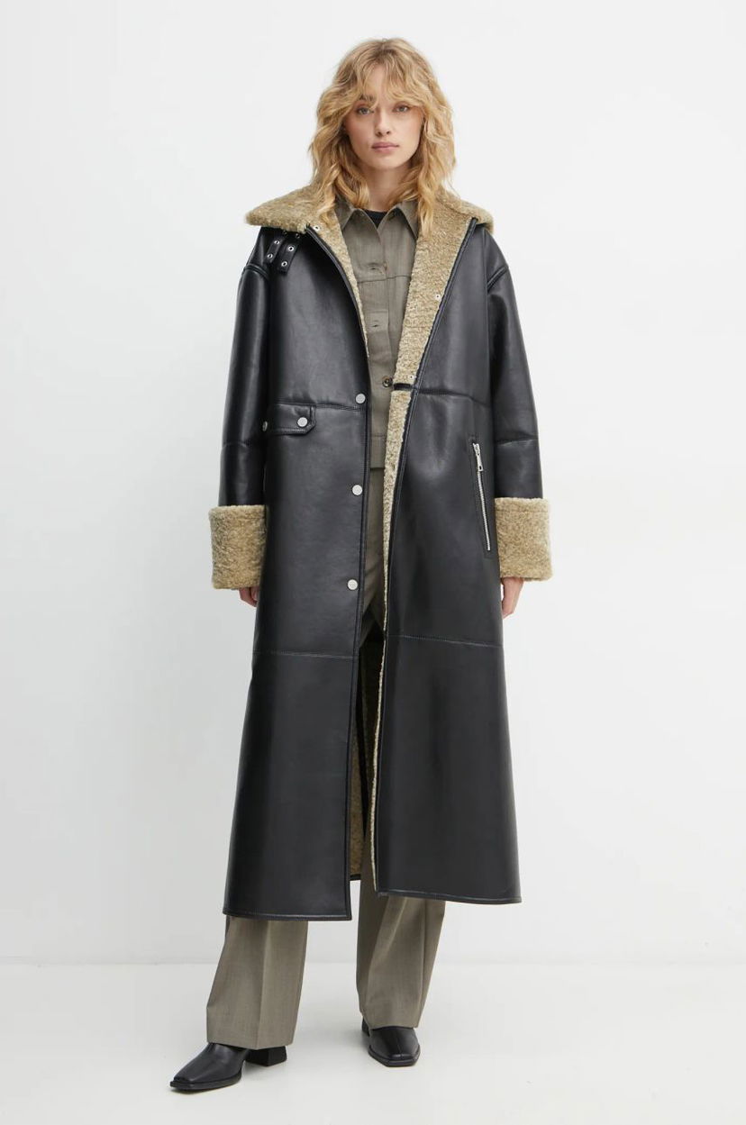 Takit Nanushka LIESEL Black Leather Coat Musta | NW24FWOW38370