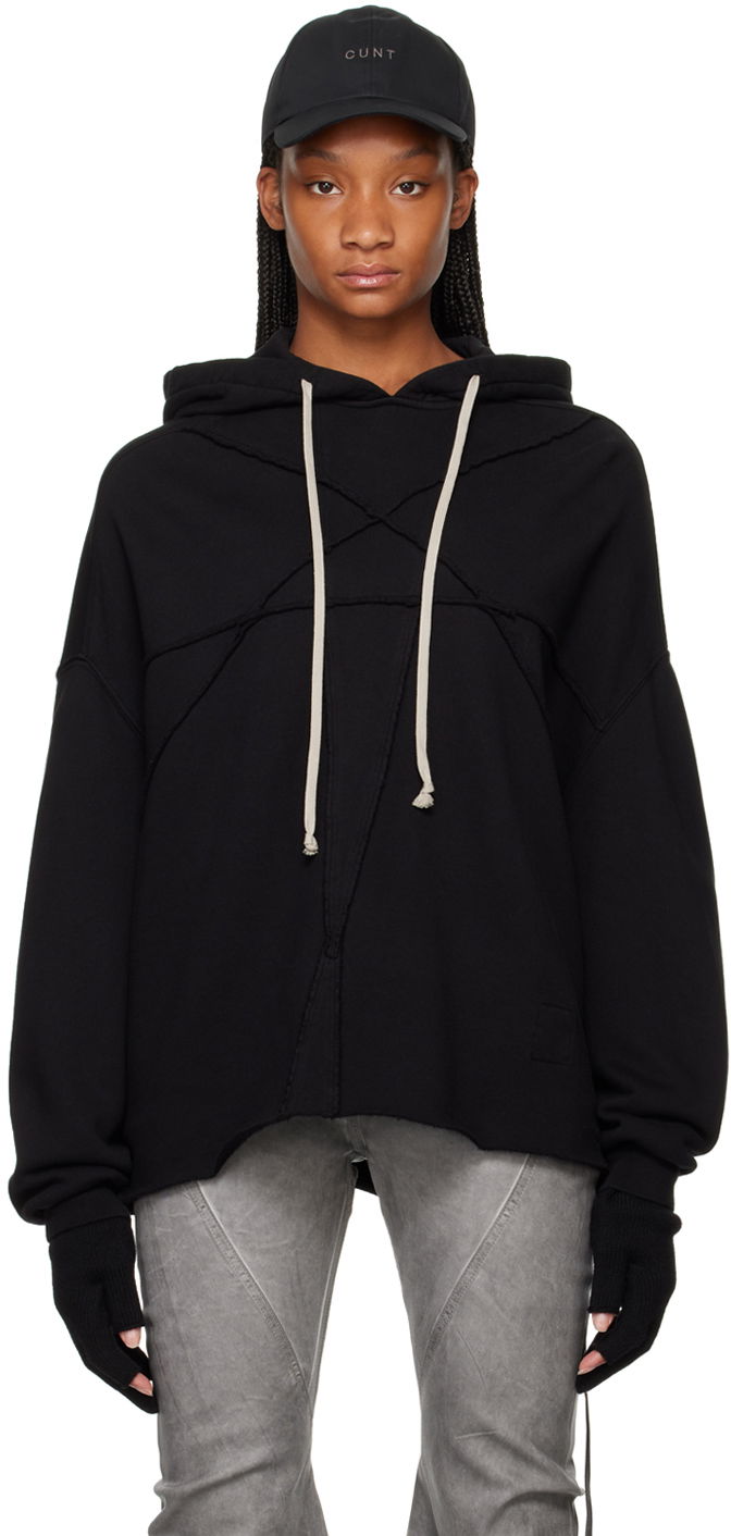 Huppari Rick Owens Crater Hoodie Musta | DS02D2221 FET1