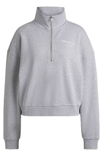 Huppari BOSS Cotton Terry Zip-Neck Sweatshirt Harmaa | 50531192