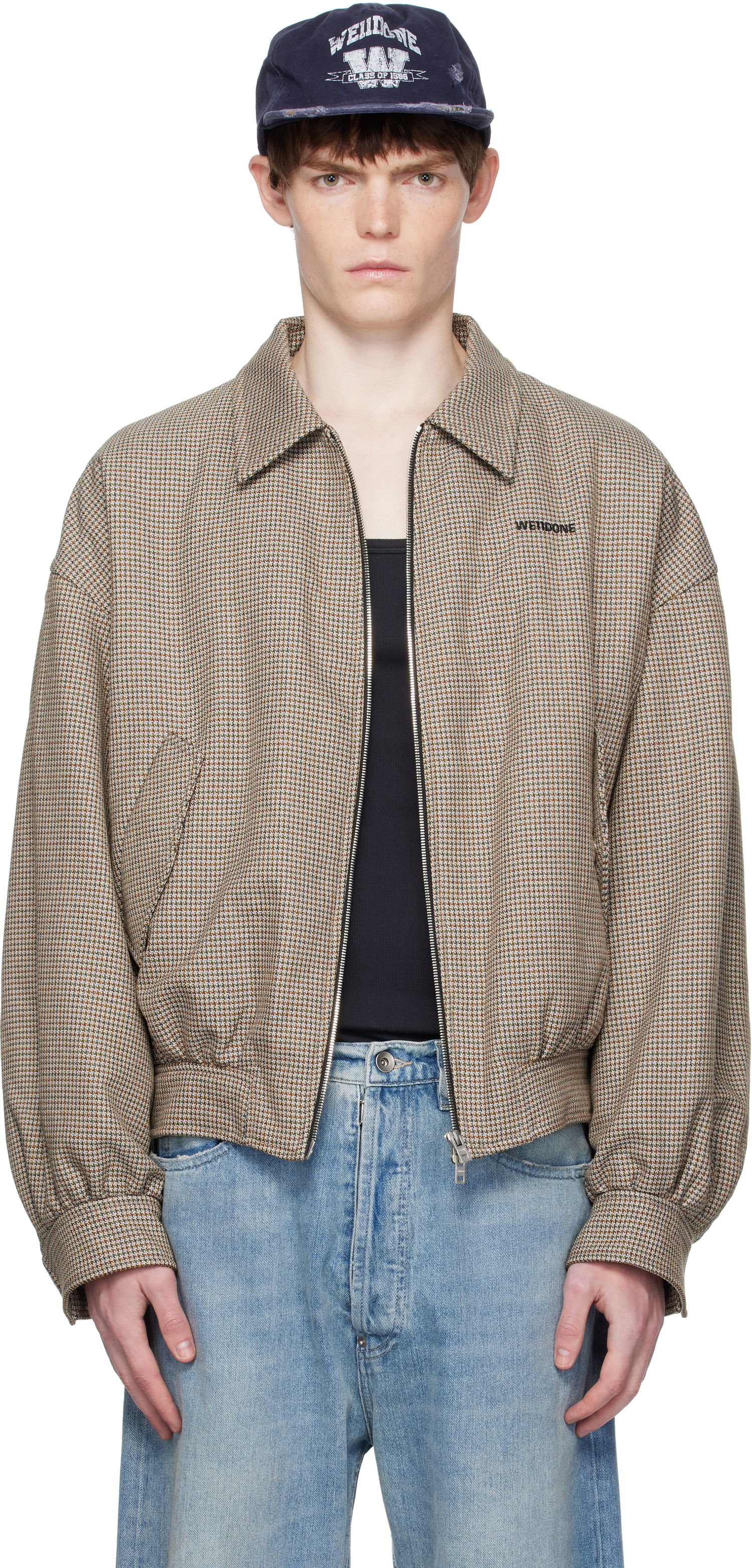 Bomber-takki We11done We11done Checkered Bomber Jacket Ruskea | WD-JK2-25-013-M-BG, 0