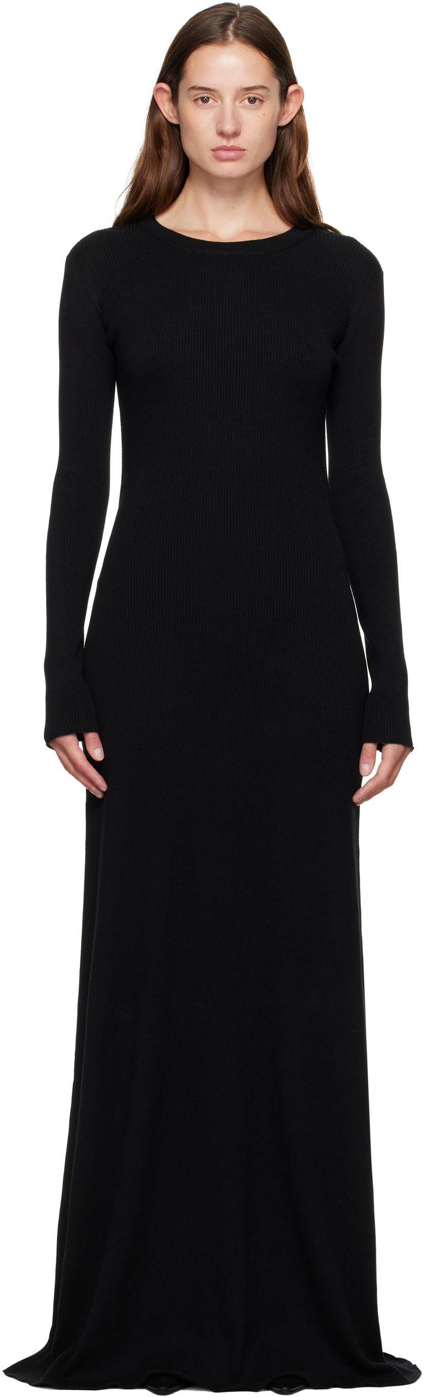 Mekko Ann Demeulemeester Ann Demeulemeester Eva Open Back Knitted Maxi Dress Musta | 2520-W-KN12-FA049-099