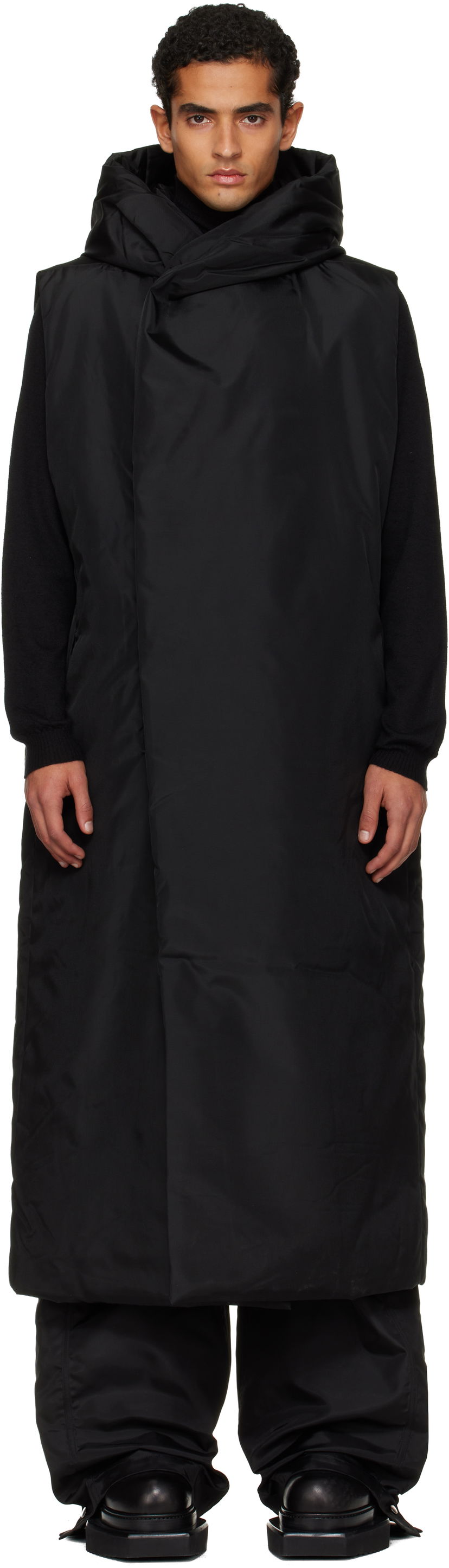Liivi Rick Owens Rick Owens DRKSHDW Concordians Hooded Vest Musta | DU02E7972 NCV