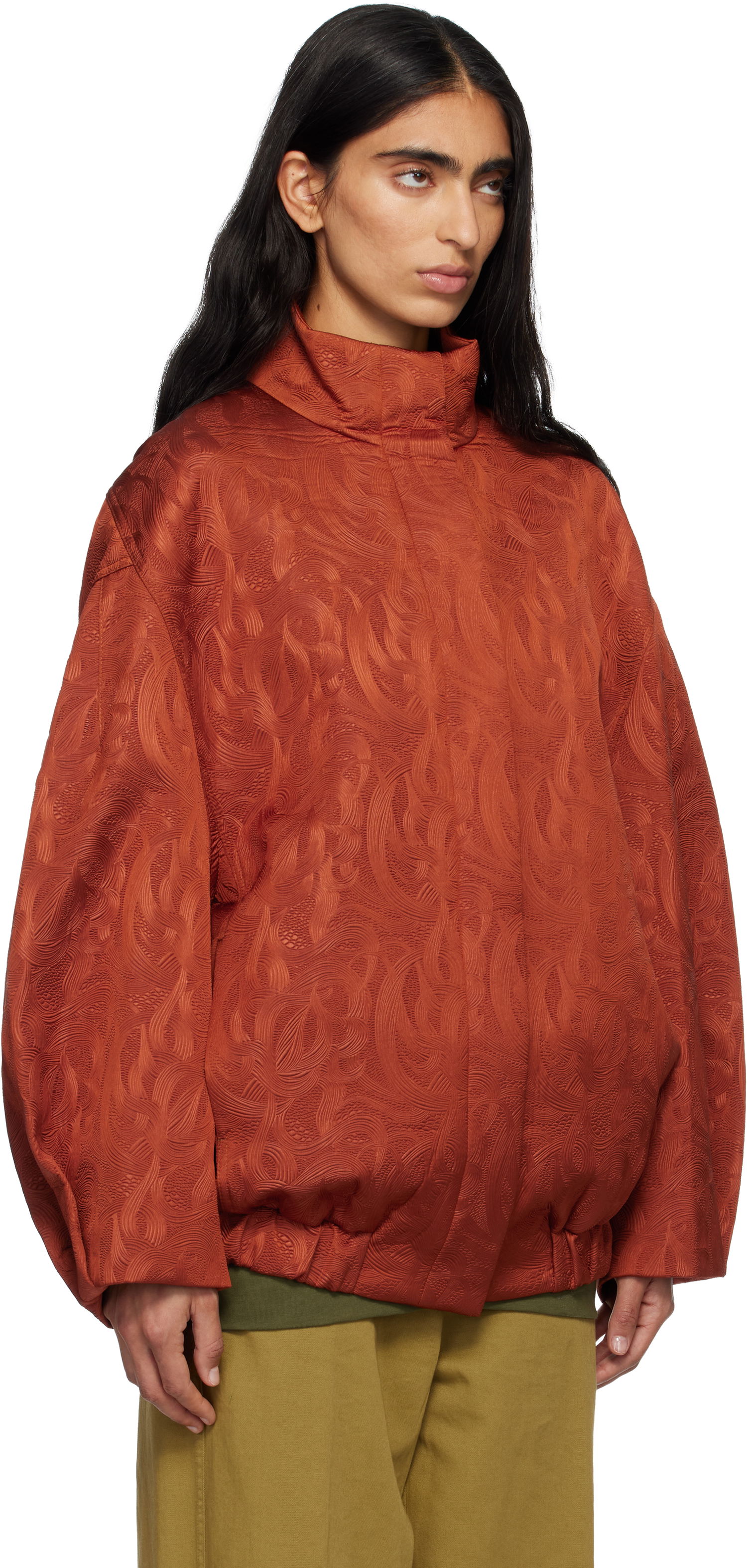Takki Dries Van Noten Dries Van Noten Matelassé Funnel Neck Jacket Oranssi | 252-010500-2162, 1