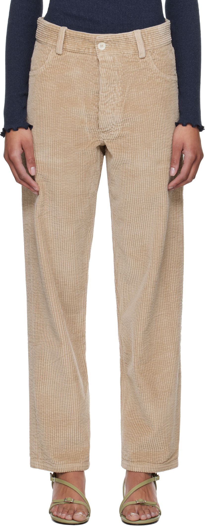 Housut Baserange Baserange Indre Corduroy Trousers Beige | TRIN-CO-SP25