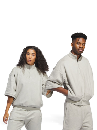 Villapaita adidas Performance Basketball Sueded 3/4 Half-Zip Crewneck Harmaa | IN7712