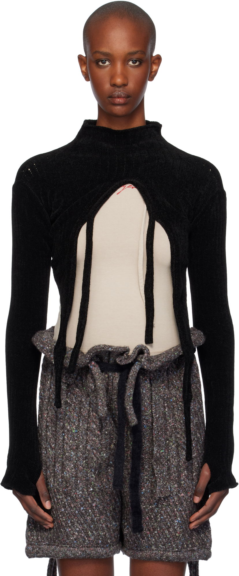 Villapaita Ottolinger Ottolinger Knit Strap Long Sleeve Sweater Musta | 707302