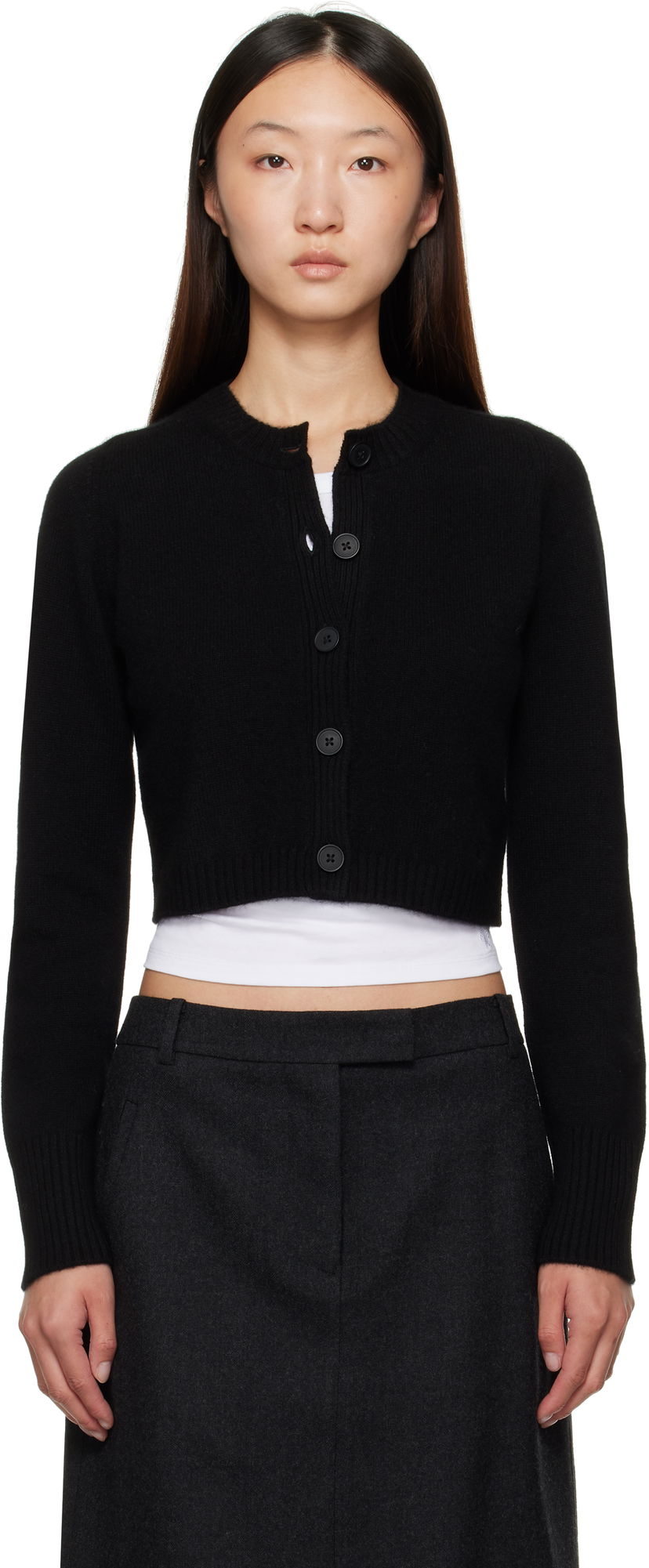 Villapaita Loulou de Saison Loulou de Saison Zephir Cashmere Cropped Cardigan Musta | ZEPHIR LDS