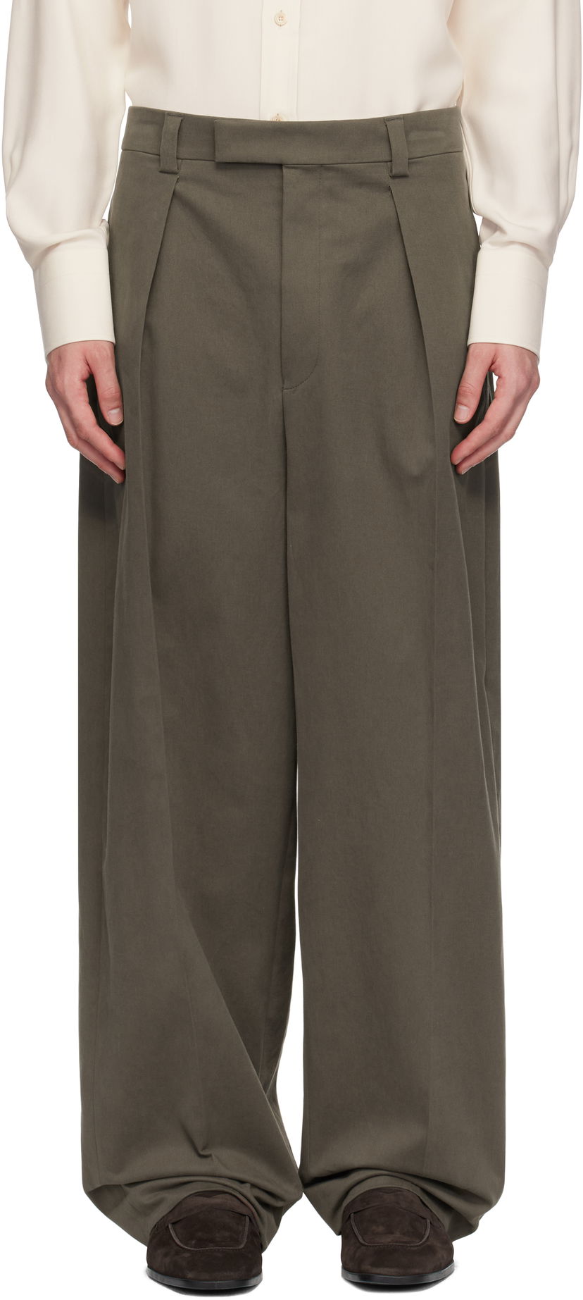 Housut FERRAGAMO Ferragamo Inverted Pleats Trousers Vihreä | 782861