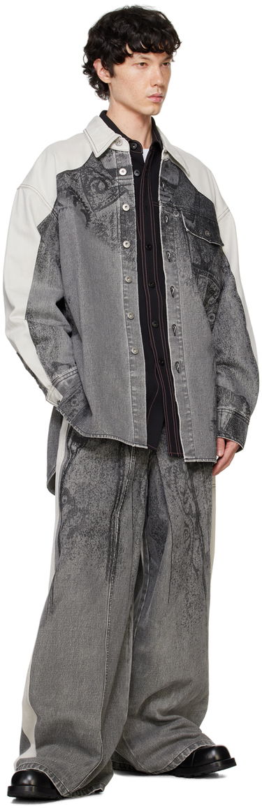 Paita Feng Chen Wang Feng Chen Wang Printed Denim Jacket Harmaa | FUF18JK04B, 3