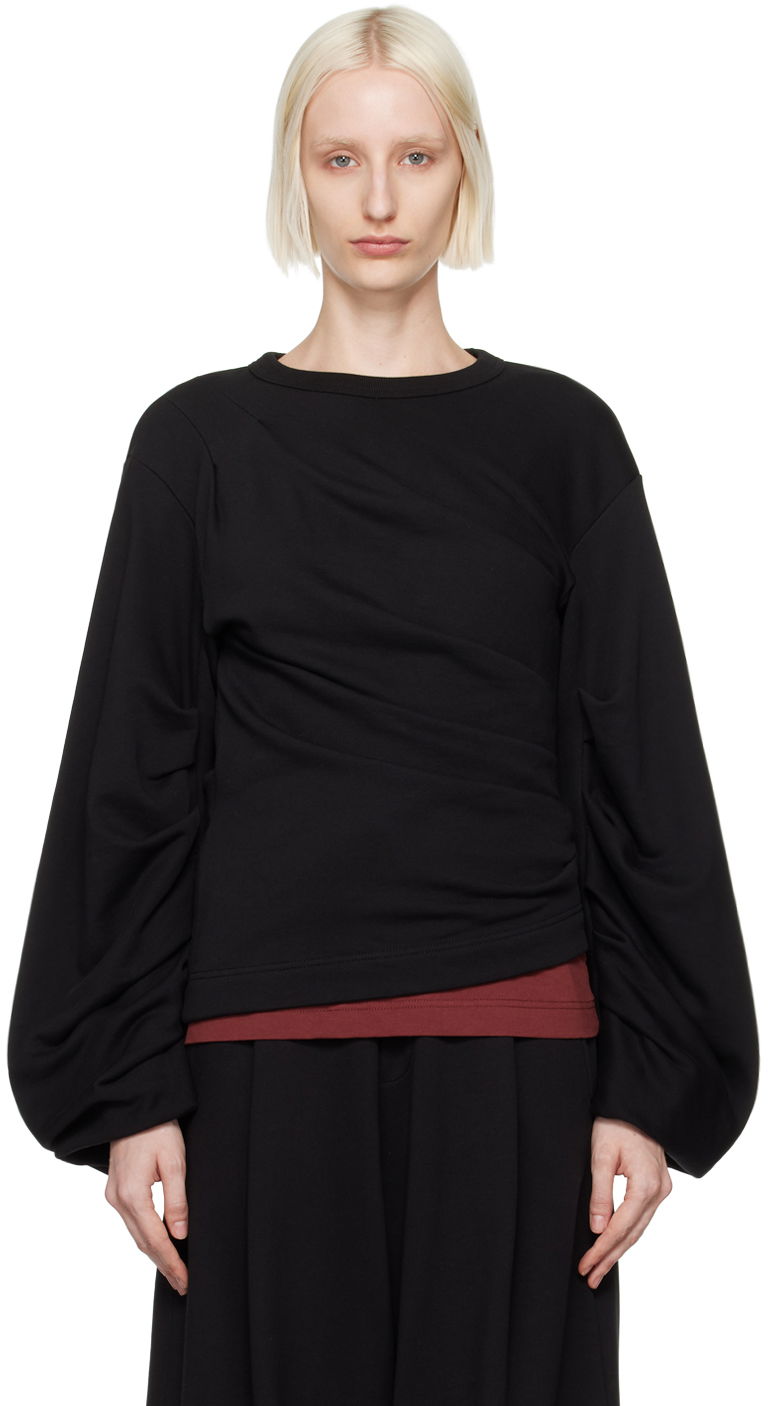 Huppari Dries Van Noten Pleated Sweatshirt Musta | 242-011160-9610