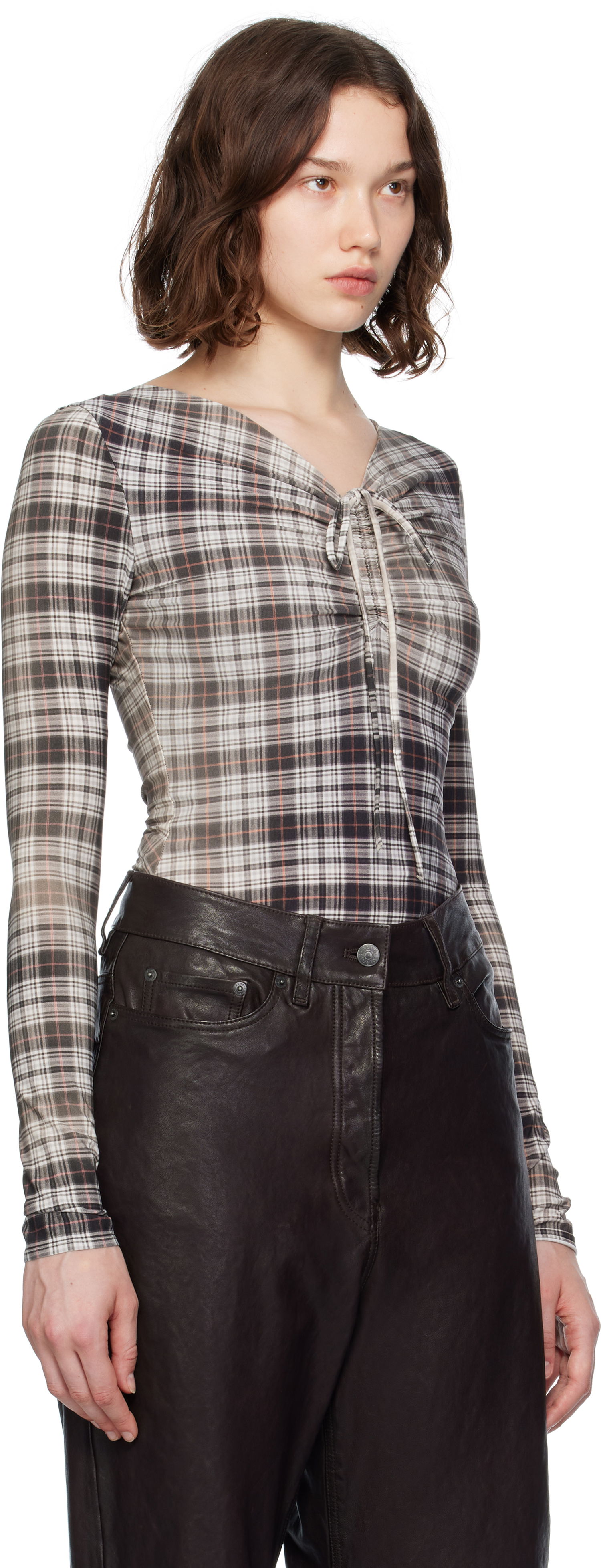T-paita Acne Studios Acne Studios Faded Check Long Sleeve Top Monivärinen | AC0729-, 1