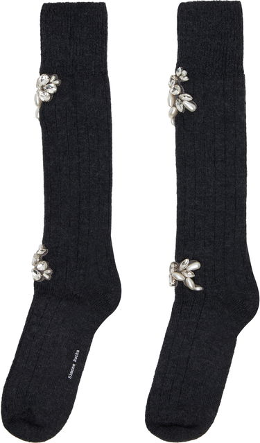 Sukat Simone Rocha Simone Rocha Embellished Rose Knee Socks Musta | SOCK63B 0634, 2