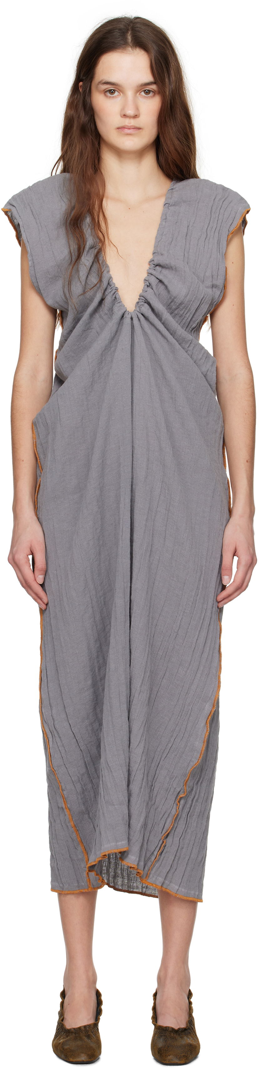 Mekko Baserange Baserange Max Draped Maxi Dress Harmaa | DRMX-LC-SP25