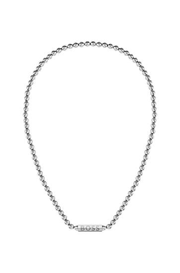 Kaulakoru BOSS BOSS Beaded Necklace with Octagonal Closure Metallinen | 1580656