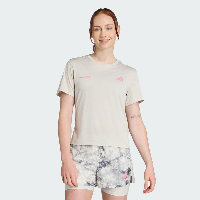 T-paita adidas Performance Own The Run Melange Running T-Shirt Beige | JN9606