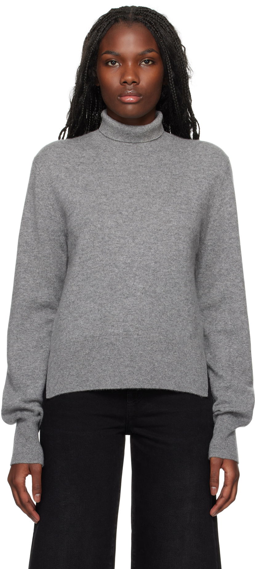 Villapaita TOTEME TOTEME Cropped Turtleneck Sweater Harmaa | 244-WRT0405-YA0016