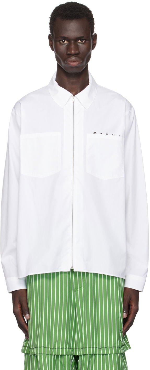 Paita Marni Zip Shirt Valkoinen | CUMU0297P0 USCT88
